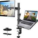 HUANUO Adjustable Monitor Stand, Single Arm Desk Mount for 32 inch Screen and 17 inch Laptop, Heavy Duty Ergonomic Bracket Holds 22lbs