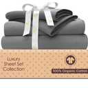 Tissaj Hotel Luxury Bed Sheets Set – King – Natural – Organic Bedding – GOTS Approved – Premium Bed Linen – Sateen Weave – Extra Deep Pockets & Secure Fitting – with Carry Bag – Set of 4