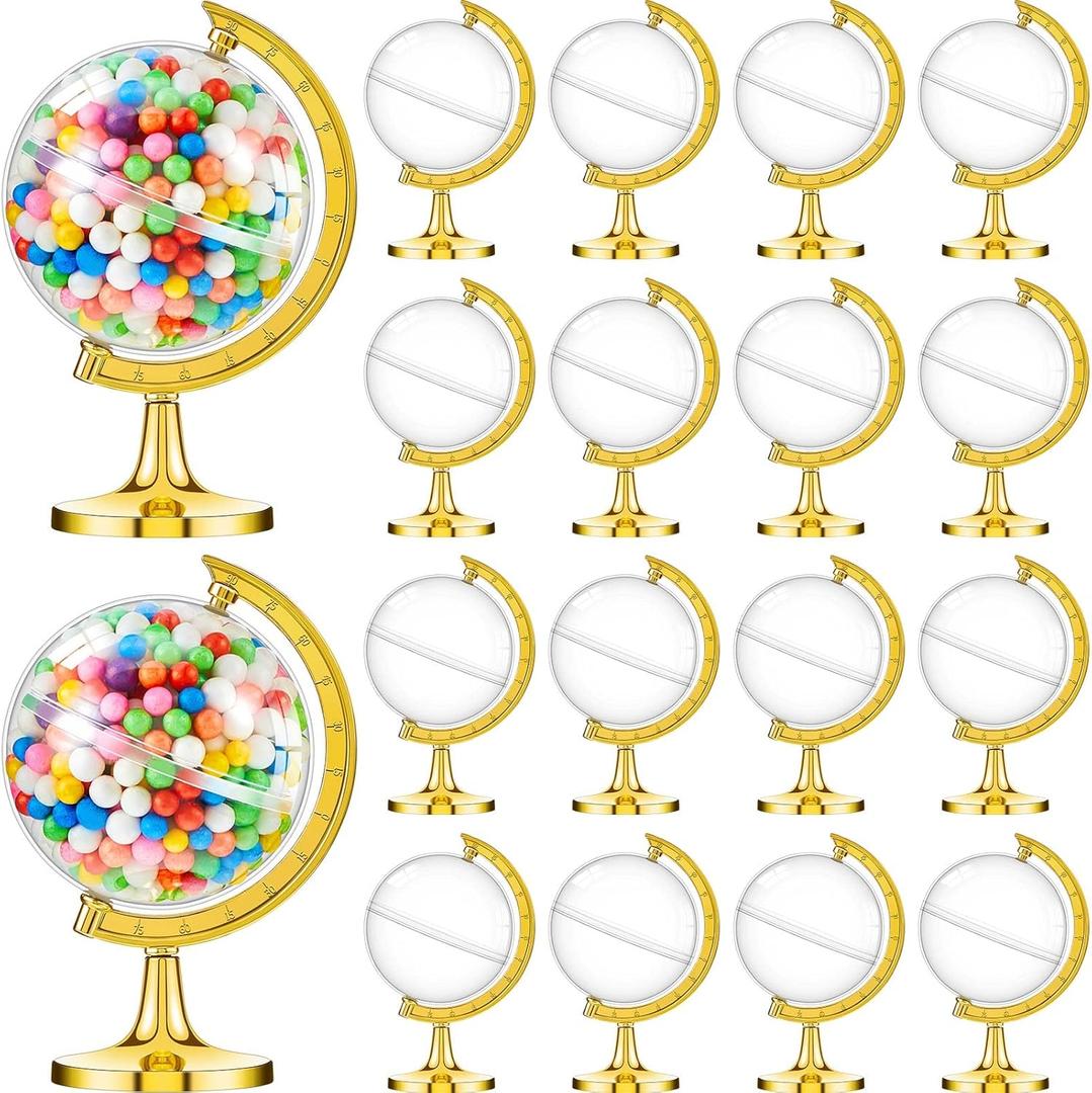 Suclain 60 Pieces Mini Globe Candy Container Gold Globe Party Favors Containers Fillable Round Candy Jars Decorations for Wedding Bridal Shower Adventure Baby Shower Travel Party Favor