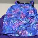 Daci Womens Tankini Swimsuits with Skirt - Two Piece Tummy Control Bathing Suits High Neck Swimwear (XX-Large, Blue Purple Leaves)