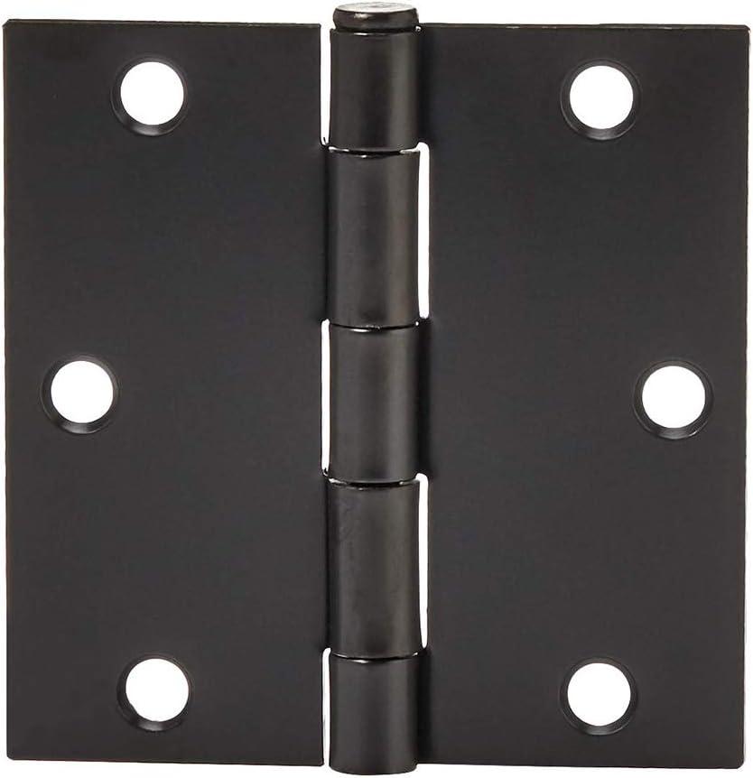 Amazon Basics Interior Door Hinges, Square, 3.5 x 3.5 Inch, Matte Black, Pack of 12