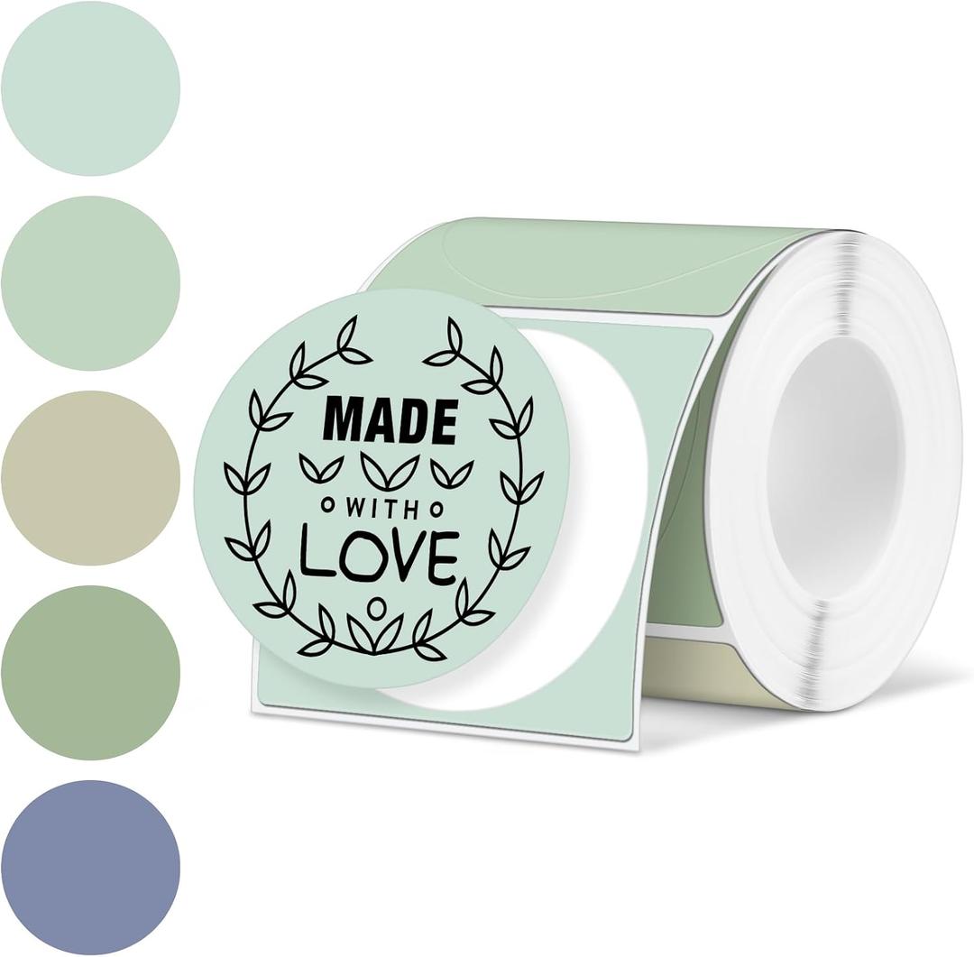 Ctosree 5 Colors Circle Thermal Sticker Labels Self Adhesive Round Direct Thermal Labels Multipurpose Printer Stickers for DIY, Name Tag 250 Pcs/1 Roll(Morandi Summer,2 Inch)