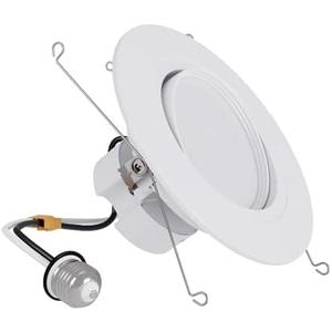 HALO RA 6-Inch Recessed LED Trim Downlight with Adjustable Gimbal, Selectable Lumens and Color Temperatures, Dim-to-Warm - RA56LS9FSD2W1EWH