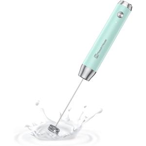 Maestri House Rechargeable Milk Frother, LunaFro NS Handheld Electric Foam Maker Waterproof Detachable Stainless Steel Whisk Drink Mixer Foamer for Lattes, Cappuccino, No Stand (Blue)