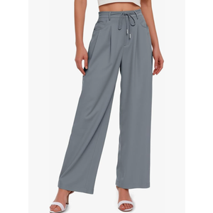 Cicy Bell Womens Wide Leg Dress Pants Elastic High Waist Pleated Work Pants Business Casual Trousers Size L