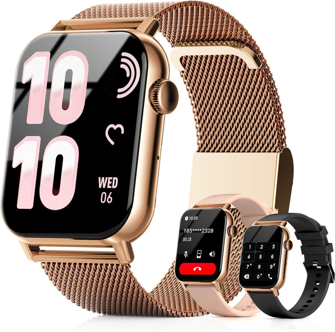 Smart Watches for Women, 1.83" HD Fitness Tracker (Answer/Make Calls), 120+ Sport Modes with Heart Rate/Sleep Monitor, IP68 Waterproof, Fitness Watch for iOS Android, Gold