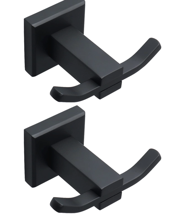 Alise Double Towel Hooks Gold, Wall Mount Coat Hook Towel Robe Clothes Hanger for Bathroom Kitchen Garage Hotel Cabinet, SUS304 Stainless Steel Wall Hooks for Hanging Coat Hat Towel, Pack of 2