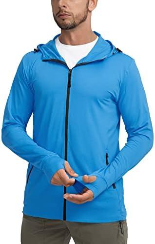 Sejuani Men's UPF 50+ Light Jacket Full Zip Sun Protection Hoodie Long Sleeve Sun Shirts for Men Hiking Fishing Zip Pockets Size S