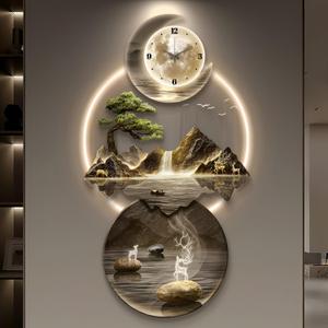 XQDYSG Wall Sculptures 3D Wall Art Decor Clock Plug-in Power Supply Home Decor Wall Modern Wall Hanging Sculpture Painting with LED Light for Bedroom Living Room Apartmen(Stylle C,19.6 * 39.37IN)