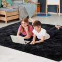 Noahas Fluffy Black 4x6 Area Rugs for Bedroom Living Room,Thick Shag Throw Floor Carpet,Soft Shaggy Bedside Non-Slip Plush Dorm Nursery Kids Rug