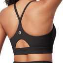 IUGA Sports Bras for Women Strappy Sports Bra Racerback Padded Workout Yoga Gym Y Back Tops with Removable Pads Black L