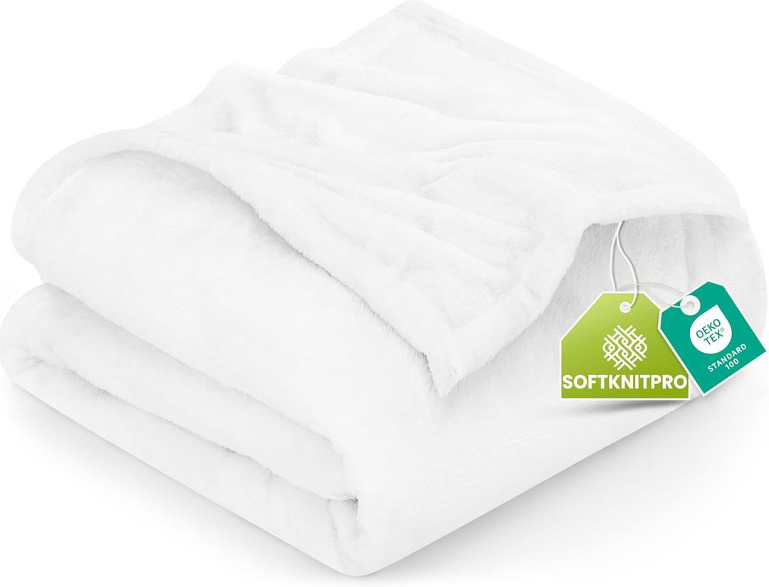 Utopia Bedding Fleece Blanket King Size White 300GSM Luxury Anti-Static Fuzzy Soft Microfiber Bed Blanket (90x102 Inch)