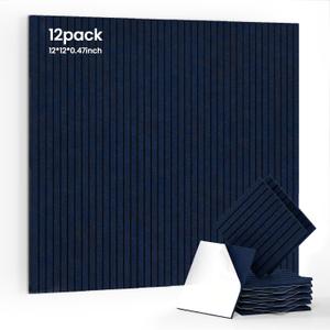 12 Pack Self-Adhesive Acoustic Wall Panels-Starry Blue | 0.47" Thick High Density Soundproof Panels for Recording Studio Office Living Room