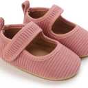 INMINPIN Baby Girls Shoes Corduroy Princess Dress Mary Jane Flats Newborn Infant First Walking Shoes Soft Rubber Sole House Indoor Slippers (6-12 Months Infant)