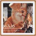 16x16 Solid Teak Picture Frame, Matted for 14x14 Photos