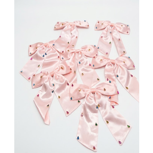 7 x Bow Hair Clips for Girl, Color Pink
