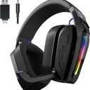 Black Shark Wireless Gaming Headset, Bluetooth 6.0 Gaming Headphones with USB and Type-c Connector, 7.1 Surround Sound for PC, PS5, PS4, Noise Canceling Microphone & 40H Battery, Goblin X8 (Black)