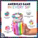 Dragon Glassware x Wheel of Fortune Drinking Glasses - 16 oz Glass Cups with Lids and Straws Set of 2 - Clear Iced Coffee Cups with Lids - Reusable Glass Tumbler with Straw and Lid