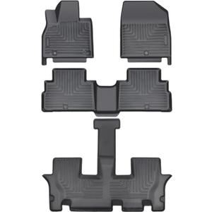 Floor Mats Compatible with Kia Telluride 2020-2025, All Weather TPE Floor Liners Fit for Kia Telluride Accessories Anti-Slip Black Car Carpet Mats for 1st & 2nd & 3rd Row