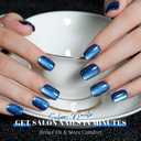 3 x Press on Nails Short Square, Jofay Fashion Blue Cat Eye Press on Nails, Soft Gel Fake Nails, Reusable & Natural Acrylic False Nails, Stick on Nails for Women Girls Gift, Glue on Nails Kit 32 Pcs