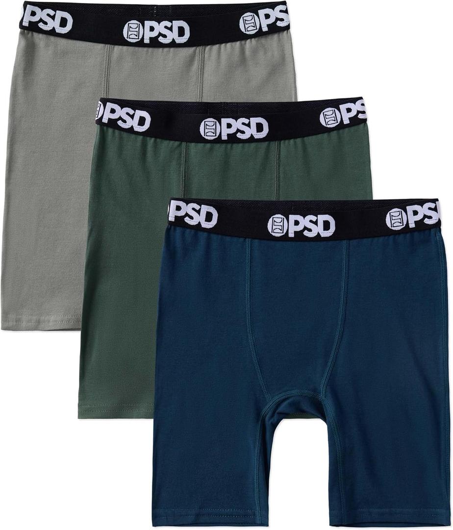 PSD Underwear Youth Boys Boxer Brief - Various Print Comfortable Active Underwear for Boys, Kids Boys Underwear Packs (Medium, Night 3-pack)