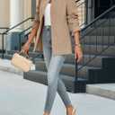 Cicy Bell Womens Business Casual Blazer Long Sleeve Open Front Notch Stand Collar Blazer Work Office Jacket Suit (Beige, S)