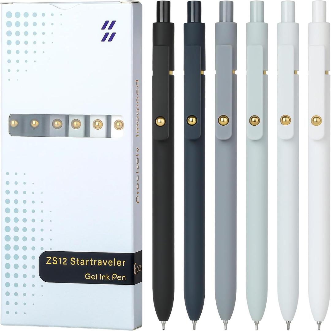 Ddaowanx Gel Pens, 0.7mm Quick Dry Black Ink,Fine Point Smooth Writing Pens,Office School Supplies,Gifts for Women Man(6Pcs Black White Gray, Black)