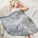 Weighted Lap Blanket 7 lbs for Adults, Luxury Soft Small Weighted Blanket, Compact Portable Weighted Lap Pad for Relaxation, Sleeping, Travel, All-Season Use, Light Grey, 40" x 52"
