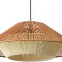 Aimeryup Front Door Chandelier Ceiling Pendant Light Rattan E27 with Lampshade Retro Living Room Kitchen Inn Aisle(Size:60X60X21CM,Color:A)