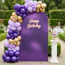 Shimmer Purple Arch Backdrop Cover 7.2ft, Glitter Deep Purple Spandex Fitted Chiara Cover with Zipper,Thick Sequin Soft Stretchy for Wedding Birthday Graduation Party Photo Backdrop