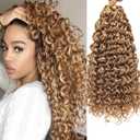 GoGo Curl Crochet hair Water Wave Crochet hair Blonde Synthetic Bohemian Crrochet Braid Deep Wave Braiding hair Extensions (27#, 14inch)