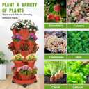 Vertical Strawberry Planter 5 Tier Stackable Tower Herb Planters Stacking Outdoor Garden Planters Pot With Tools Mover For Growing Flowers, Vegetables and Succulents