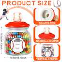 4 Set Baseball Glass Jars, Baseball Candy Jars with Lid & Sticker, 22oz Baseballs Treat Container Bulk Funny Large Candy Jar Gift for Team Coach Player Sport Game Party Favor Home Decoration