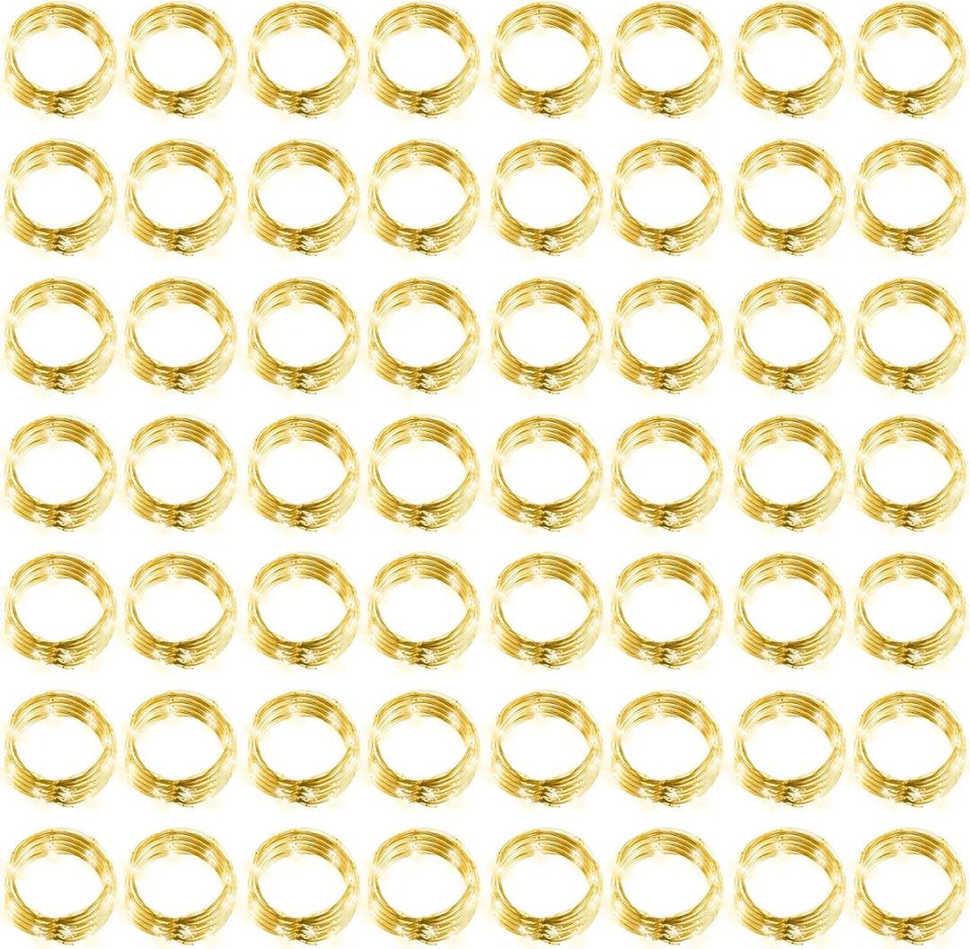 Hortsun 10 Packs Fairy Lights Battery Operated 3 Speed Modes, 7 Ft/ 2 M 20 LED Battery String Mini Waterproof Wire Twinkle Lights Bulk for Wedding Party Birthday Vases Decor (Warm White)