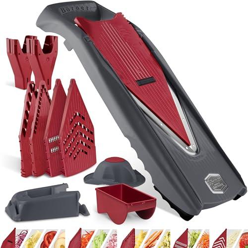 Börner Mandoline Slicer Vital (Profi Set) • Vegetable Slicer with Stainless Steel V-Blade & Dressing Function • 12 Cutting Styles • For Slices, Zoodles, Strips, & Dices in Various Thicknesses