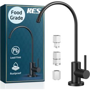 KES Lead-Free Drinking RO Water Faucet for Kitchen Sink (Food Grade Stainless Steel), Reverse Osmosis Faucet, Water Filter Faucet for RO Water Filtration System, Non-Air Gap, Black, Z506LF-BK