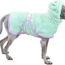 Noa Store Dog Bath Robe - Quick Drying with Adjustable Strap and Elastic Headband - 16.9-21.7X 23.6 x 33.5 (M) - Dog Robe - Stylish Design for Post-Bath Drying - Dog Robes for After Bath - Green