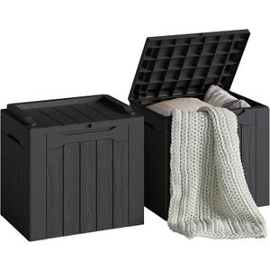 Devoko 30 Gallon Resin Deck Box 2 Pack Outdoor Indoor Waterproof Storage Box for Patio Furniture Pool Accessories Storage for Cushion Garden Tools (Black, 2 Pack)