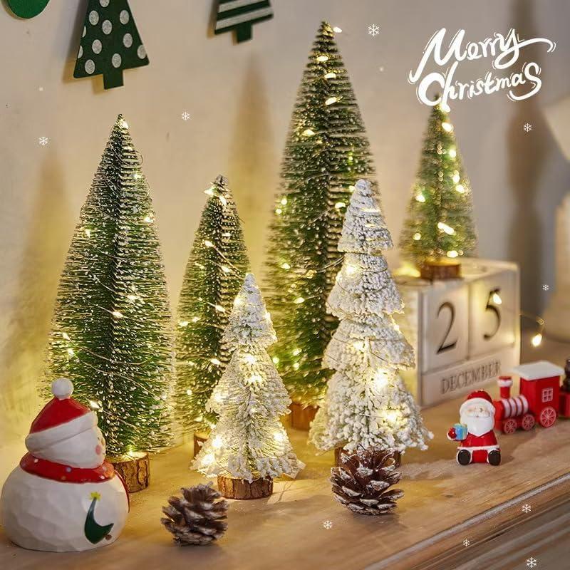 Small Christmas Tree with Lights, Mini Christmas Tree Table Top Decorations, Desktop Miniature Pine Tree Xmas Holiday Decor, 4 Pcs with Light Small Christmas Tree with Lights, Mini Christmas Tree Table Top Decorations, Desktop Miniature Pine Tree Xmas Holiday Decor, 4 Pcs with Light