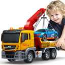 SpringFlower Tow Truck Toy, 3 4 5 6 Years Old Boy Toddlers Truck Vehicle, 12" Large Tow Toy with Racing Car Light Sound, Birthday Gifts for 3 4 5 6 Boys & Girls