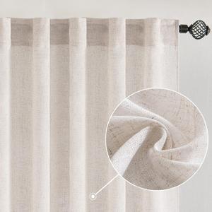 MIULEE White Linen Curtains 84 Inch Length for Bedroom Living Room, Soft Thick Linen Textured Window Drapes Semi Sheer Light Filtering Rod Pocket Back Tab Burlap Look, 2 Panels, 37x84 Inches