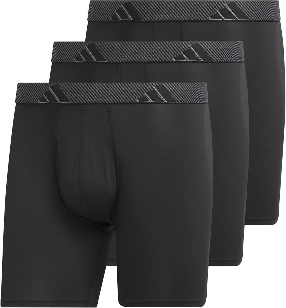 adidas Men's Microfiber 3-pack Boxer Brief, Performance Boxer Briefs Underwear Pack for Men, Black/Onix Grey/Black/Microfiber, X-Large