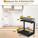 Under Sink Organizer, Heavy-Duty & Rust-Resistant Carbon Steel Metal, 2 Tier Pull Out Under Bathroom Sink Storage, Adjustable Height (13.8" -16.9"), Organizer for Kitchen Cabinet(2PCS,Black)