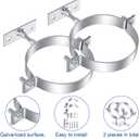 2 Pcs Heavy Duty Adjustable Pipe Bracket, 6 Inch Split Ring Hanger Clamp with Mounting Screws, Galvanized Steel Wall Strap for Round Gas Vent, Chimney, Drainage & Plastic Ventilation Pipes