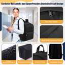 80 Pcs Bulk Oxford Backpacks and Zipper Pouches Set 40 Pcs 14 Inch Casual Daypacks and 40 Pencil Pouches for Travel, Donation, Camping Daily Use, Black, 16.14 x 11.81 x 5.12 inches