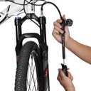 Giyo High Pressure Shock Pump, (300 PSI Max) for Fork & Rear Suspension, Lever Lock on Nozzle No Air Loss (Black)