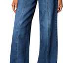 Cicy Bell Womens Wide Leg Jeans High Waisted Baggy Stretchy Front Seam Denim Pants with Pockets (Size 10)
