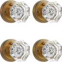 4 Pack Antique Brass Door Knobs Crystal Door Knob Interior Privacy Door Knob for Bedroom and Bathroom Glass Door Knob,Zinc Alloy