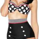Boolavard Women Vintage 50s Pinup Girl Rockabilly High Waist Retro Bikini Swimsuit Set (Small)