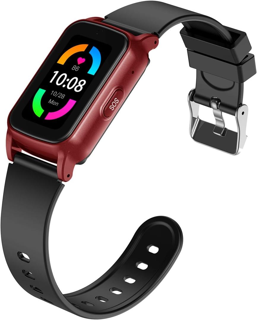 Fall Detection Smart Watch for Seniors with GPS Tracking, SOS Alert & HD Video Call, Waterproof Fitness Tracker for Dementia/Alzheimer’s, 4G Safety (Modern, Red)